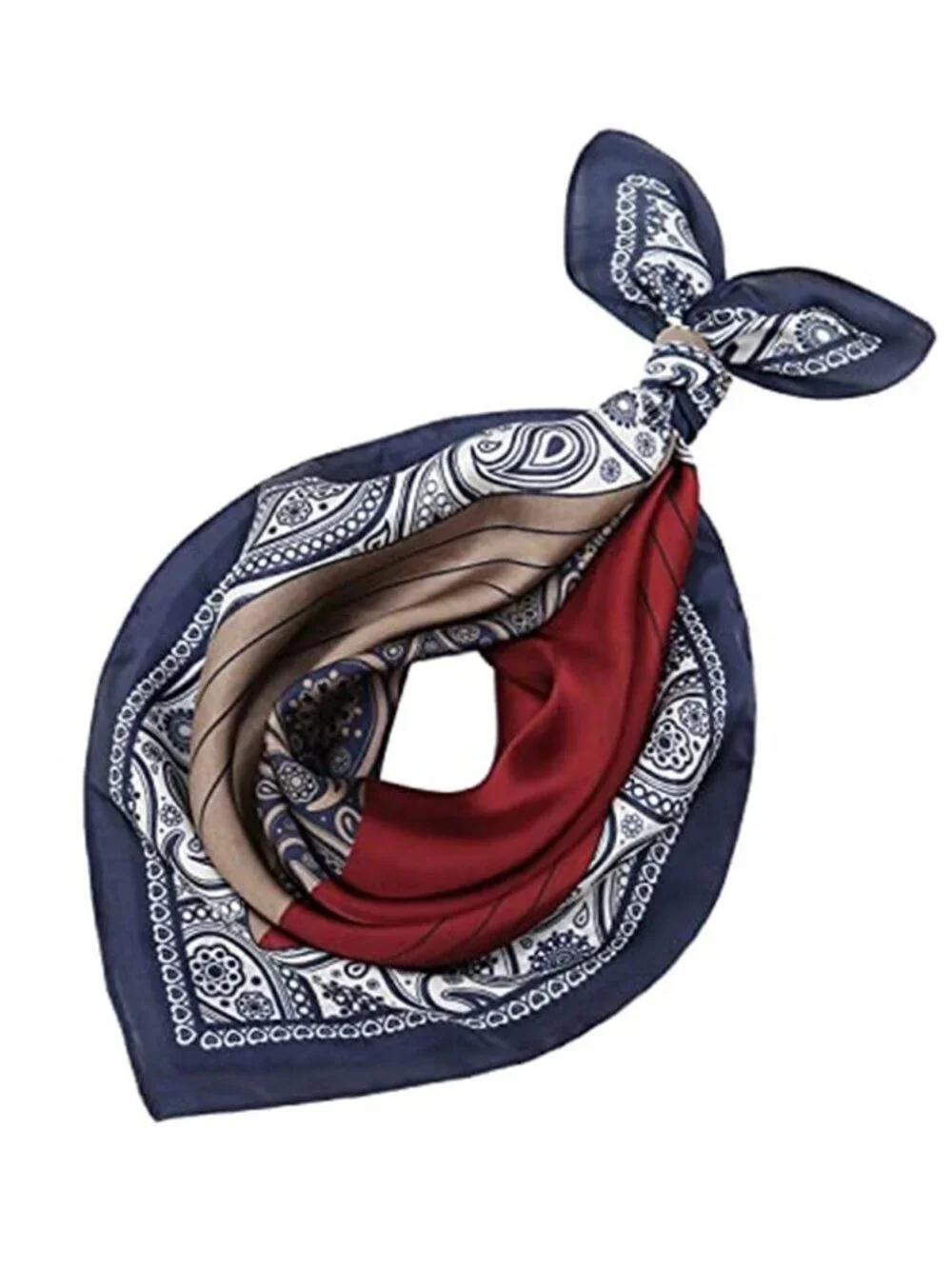 Women Head Hair Scarf Like Satin Silk Blue & Brown Scarf Sleeping Hair Wrapping